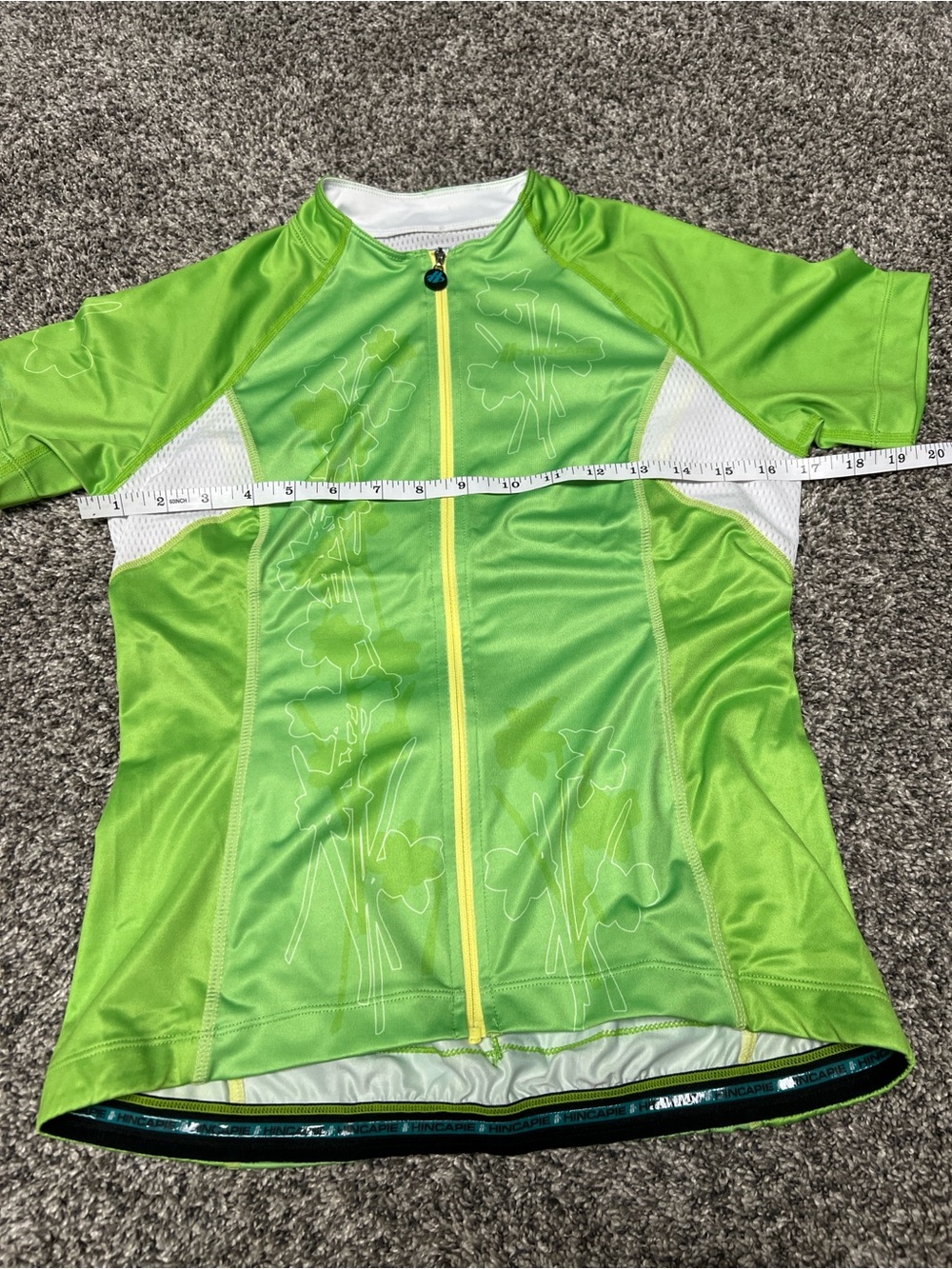 Hincapie Woman’s M Cycling Jersey Green Floral Full Zip Short Sleeve Vented - Picture 5 of 6